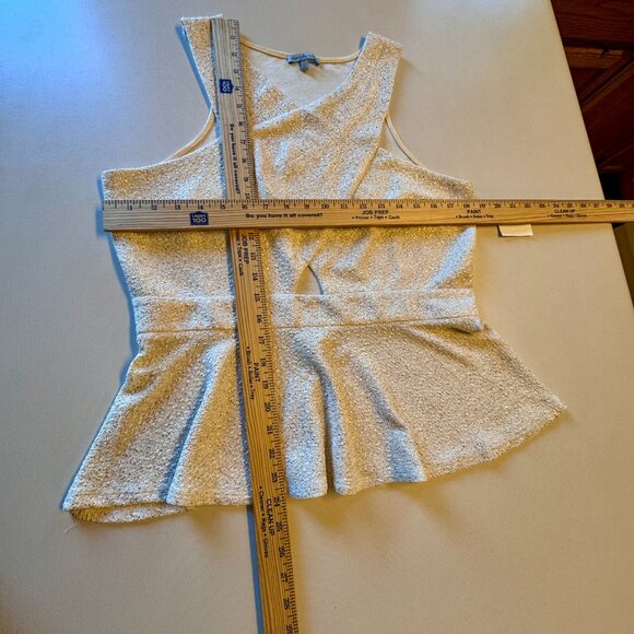 Charlotte Rouse Peplum Top XL Gold Sparkle Sleeveless Glam Coquette Going Out - Picture 7 of 9